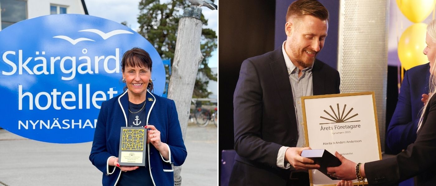 Marita och Marcus med priset Årets Företagare i Nynäshamn 2026